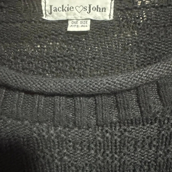 JACKIE LOVES JOHN | Boho Patchwork  sweater one‎ size black dark romantic - Picture 2 of 4